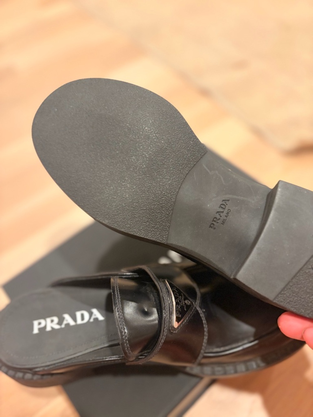 Prada Black Leather Slip-On Loafer Mules never worn! - Picture 6 of 7